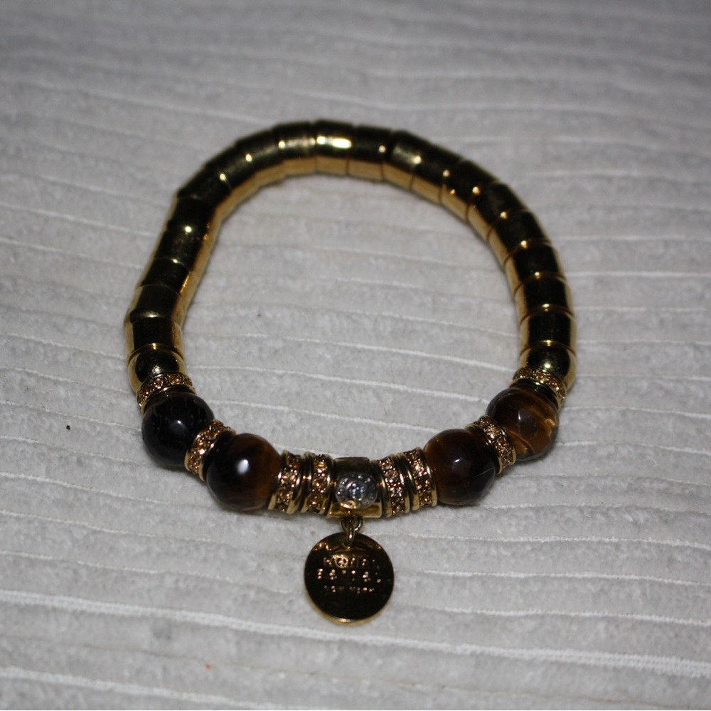 Henri Bendel Vintage Gold and Brown Beaded Bracelet